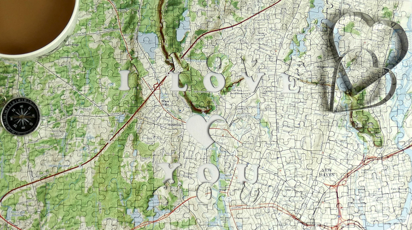 I Love You - Hometown US Map Puzzle