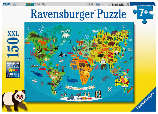 Animal World Map 150 Piece Jigsaw Puzzle