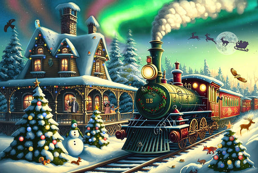 Christmas Train 300 Piece Wooden Jigsaw Puzzle