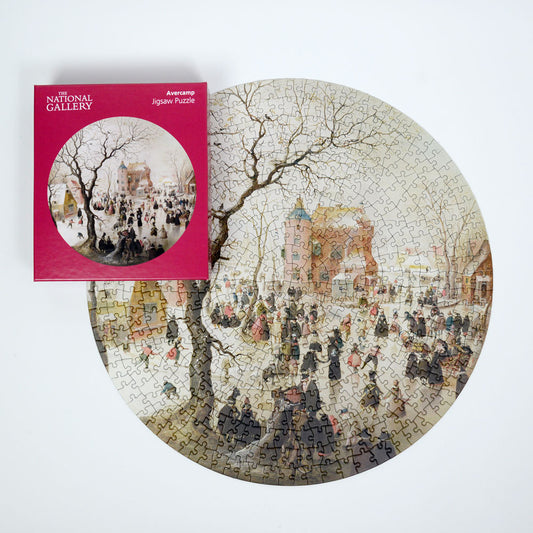 A Winter Scene with Skaters near a Castle - National Gallery 500 Piece Circular Jigsaw Puzzle