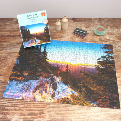 Sunset in the Snowy Forest 1000 Piece Jigsaw Puzzle