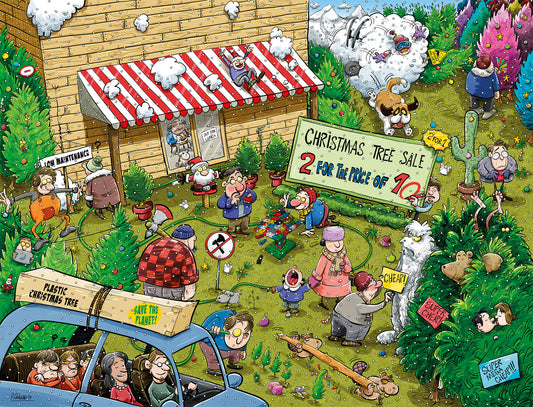Chaos at Christmas Tree Farm - No. 10 1000 or 500 Piece Jigsaw Puzzle