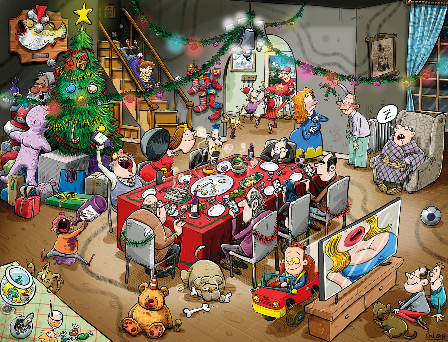 Chaos at Christmas Lunch - No. 11 1000 or 500 Piece Jigsaw Puzzles