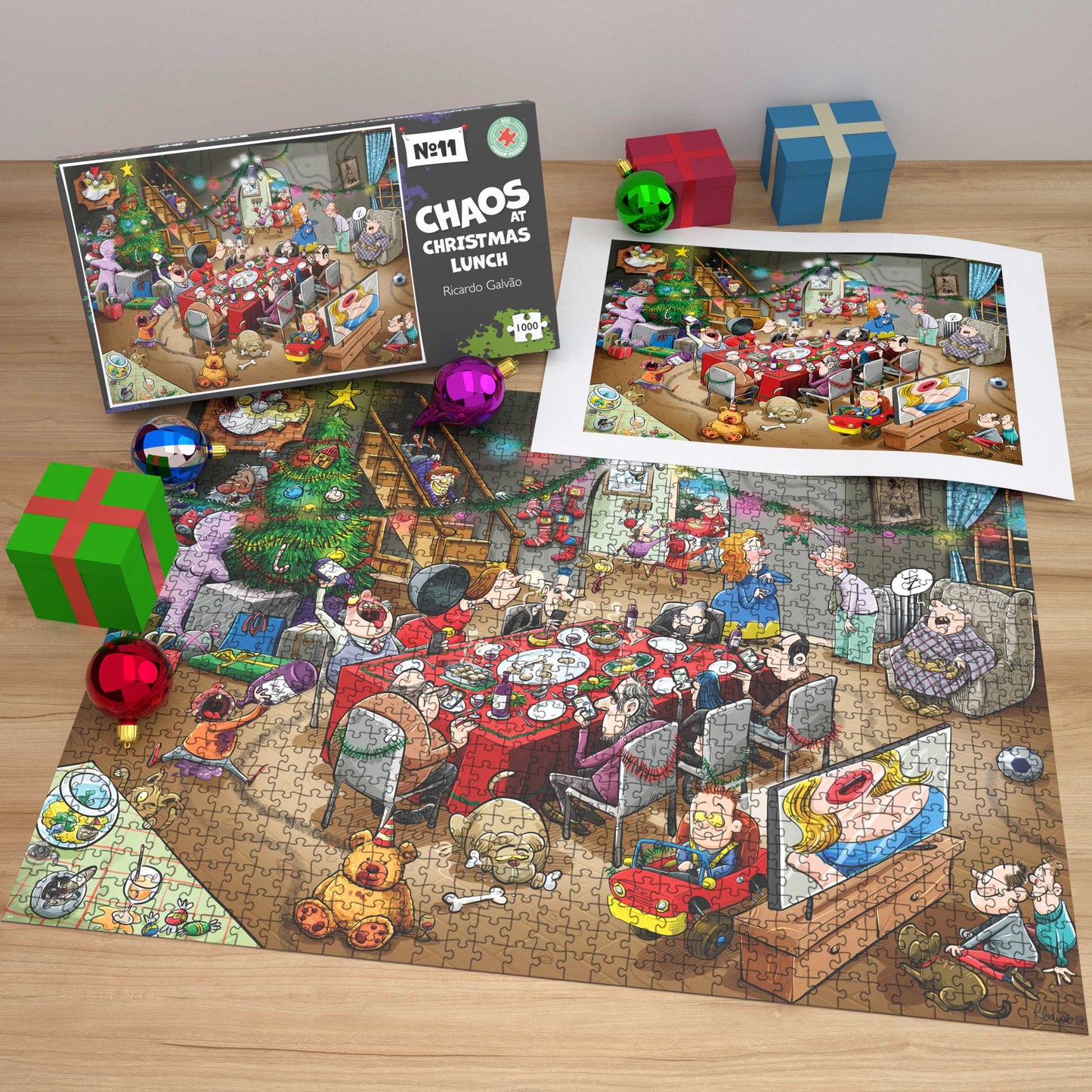 Chaos at Christmas Lunch - No. 11 1000 or 500 Piece Jigsaw Puzzles