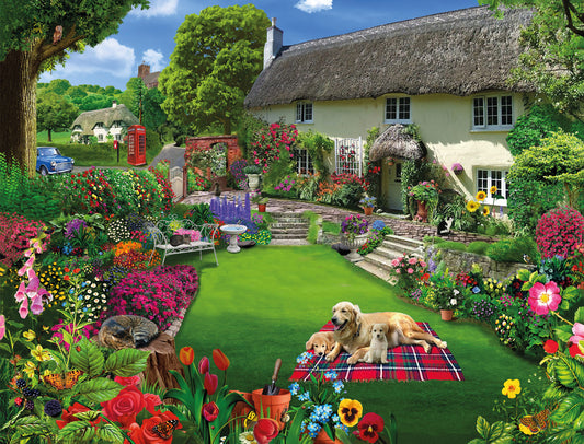 Dogs in a Cottage Garden 1000 or 500 Piece Jigsaw Puzzles