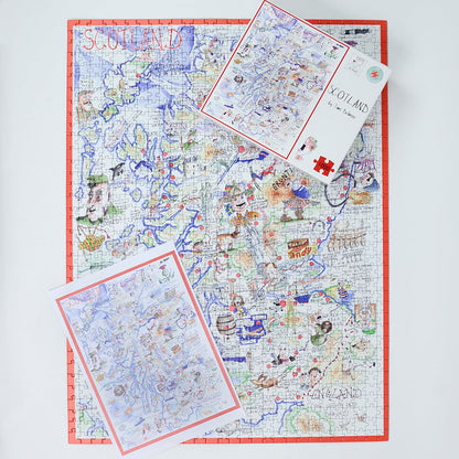 Tim Bulmer's Scotland Map Jigsaw & Tea Towel Gift Bundle