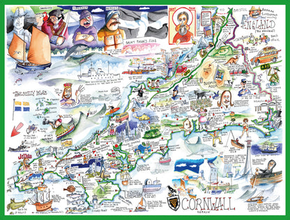 Map of Cornwall - Tim Bulmer 1000 Piece Jigsaw Puzzle