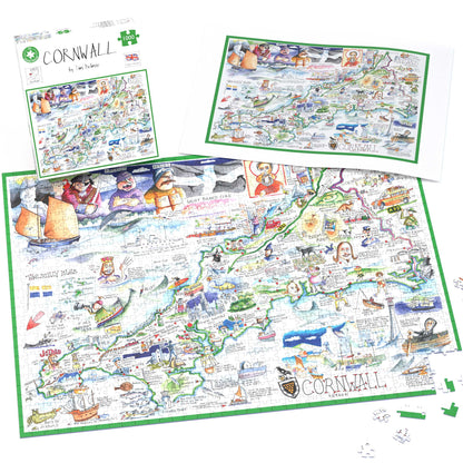 Map of Cornwall - Tim Bulmer 1000 Piece Jigsaw Puzzle