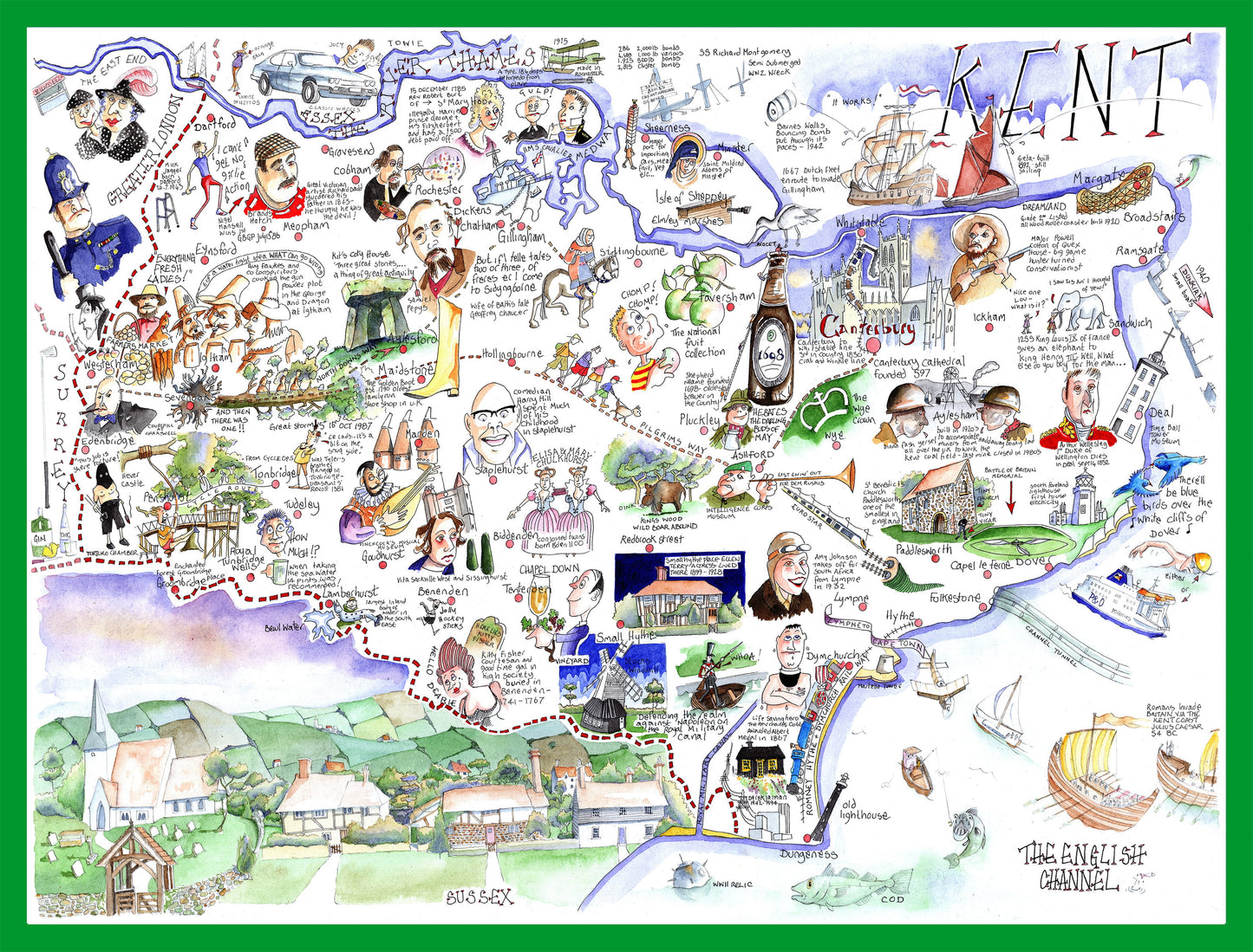 Map of Kent - Tim Bulmer 1000 Piece Jigsaw Puzzle