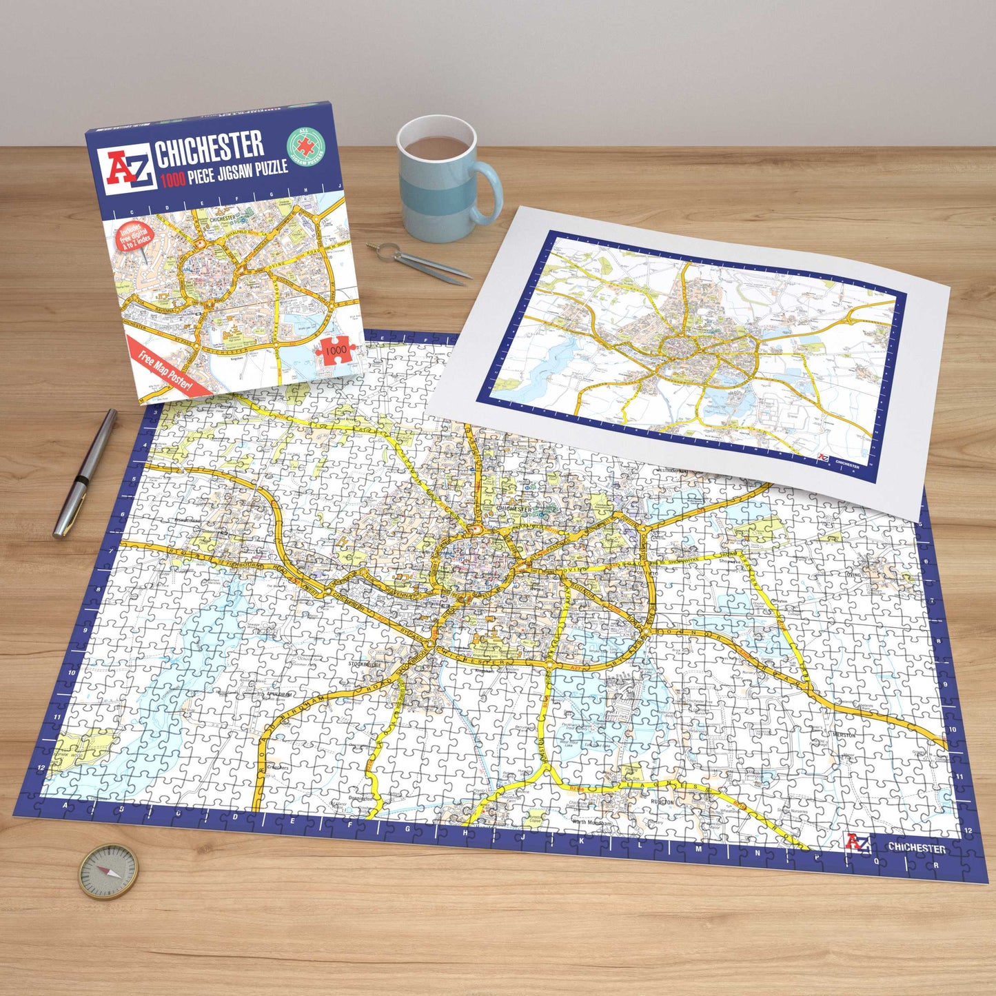 A-Z Map of Chichester 1000 Piece Jigsaw