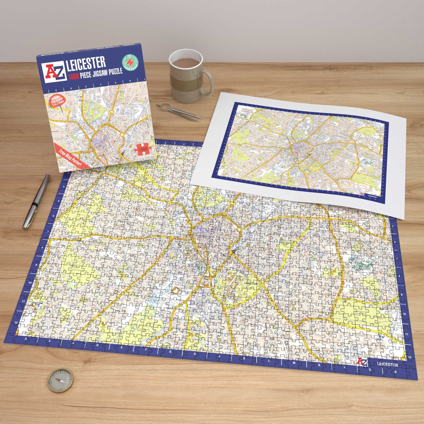 A-Z Map of Leicester 1000 Piece Jigsaw