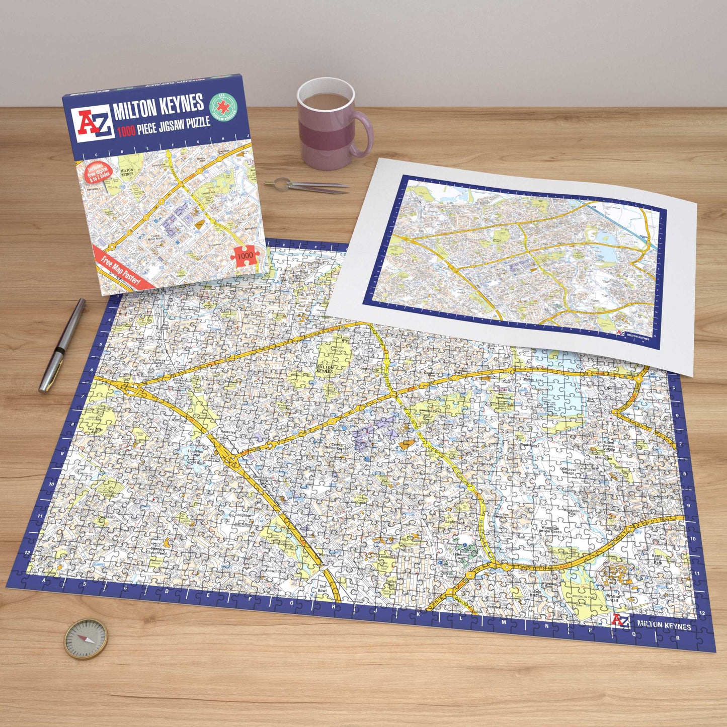 A-Z Map of Milton Keynes 1000 Piece Jigsaw