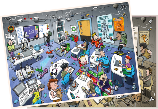 Djigsaw Vu In the Classroom 2 x  1000 Piece Jigsaw Puzzle Set