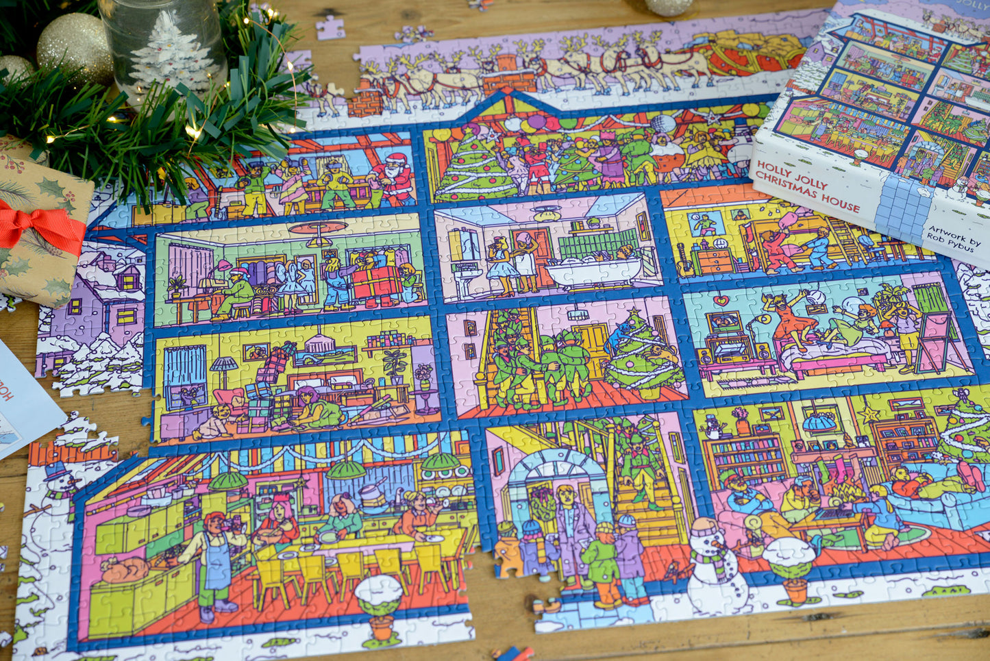 Holly Jolly Christmas House 1000 Piece Jigsaw Puzzle