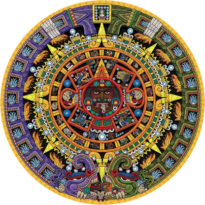 Michael Angulo: Aztec Sun Stone 1000 Piece Circular Jigsaw Puzzle