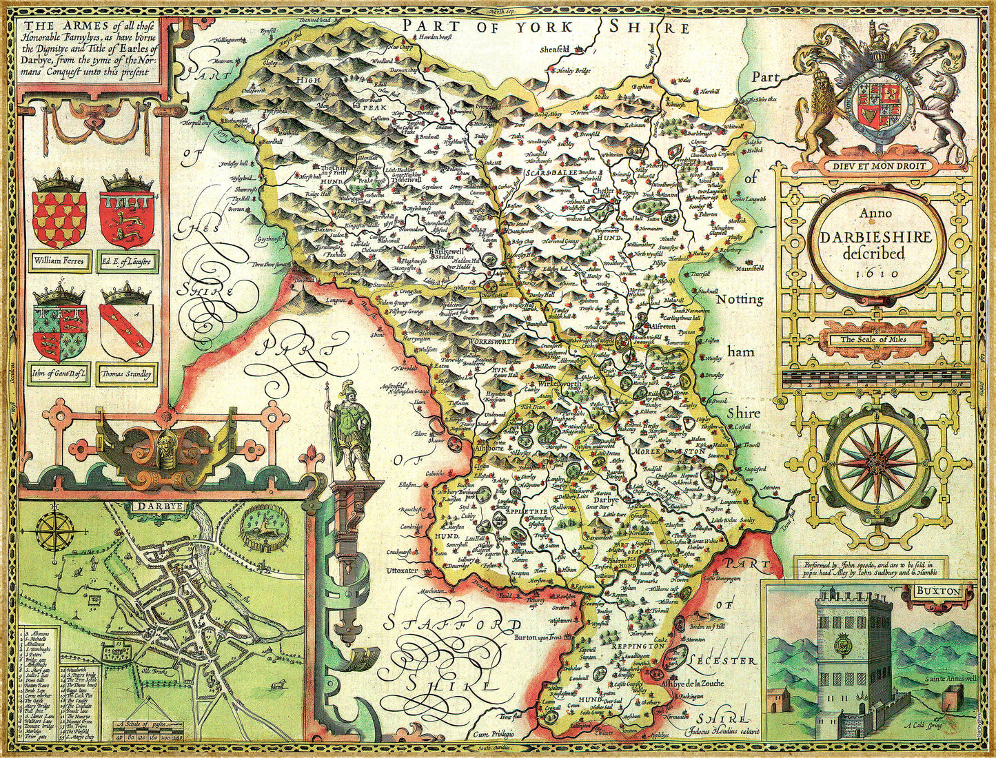 Derbyshire Historical Map 1000 Piece Jigsaw Puzzle (1610)