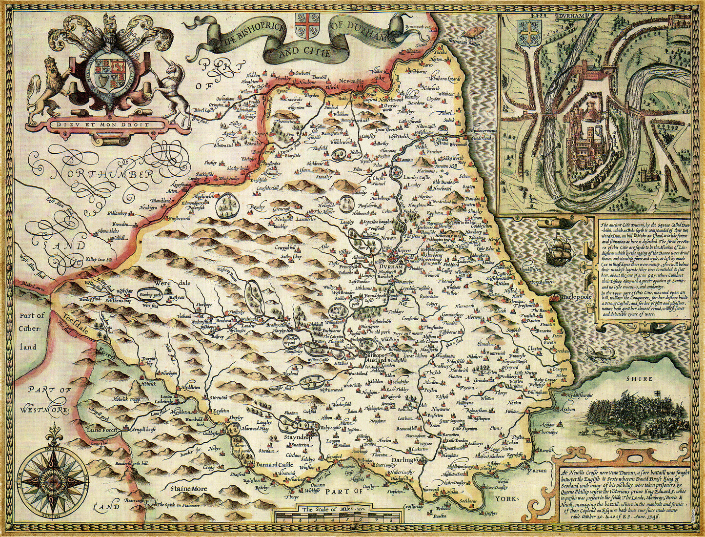 Durham Historical Map 1000 Piece Jigsaw Puzzle (1610)