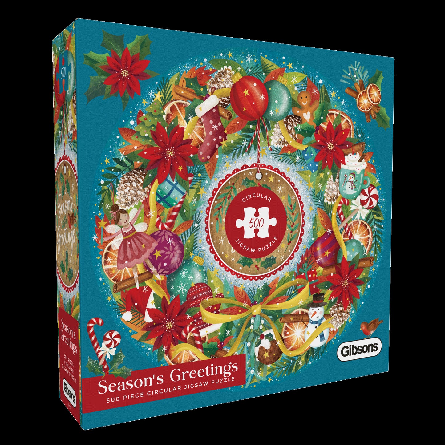 Season’s Greetings - Claire Comerford – Circular 500 Piece Jigsaw Puzzle