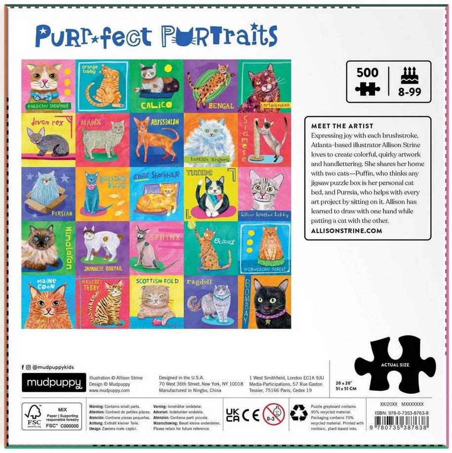 Purr-fect Portraits 500 Piece Jigsaw Puzzle