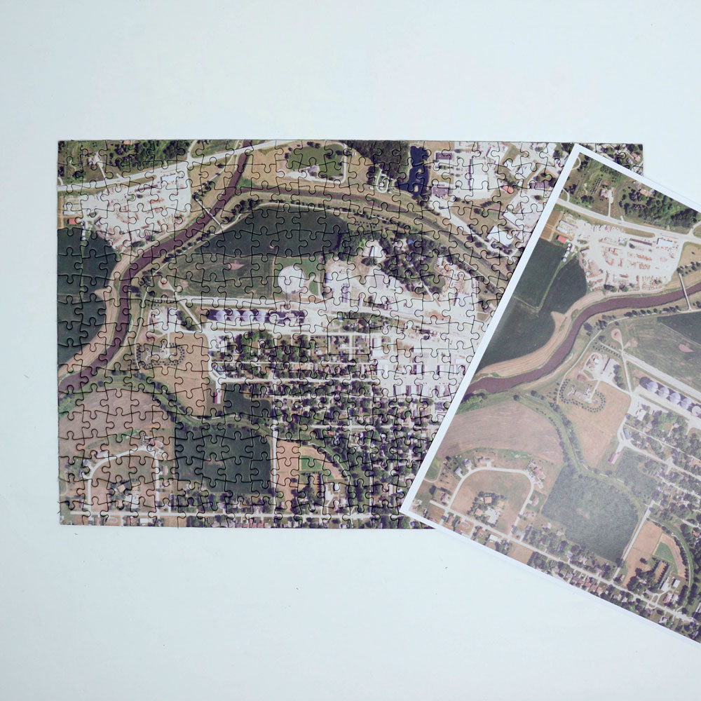 "My Hometown" Personalized Map Jigsaw Puzzle (USA Aerial & USGS)