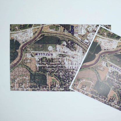 "My Hometown" Personalized Map Jigsaw Puzzle (USA Aerial & USGS)