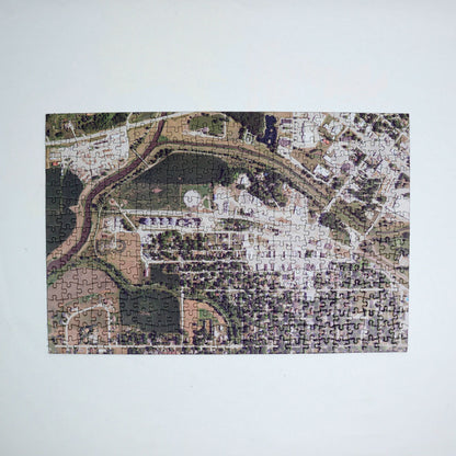 "My Hometown" Personalized Map Jigsaw Puzzle (USA Aerial & USGS)