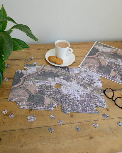 "My Hometown" Personalized Map Jigsaw Puzzle (USA Aerial & USGS)