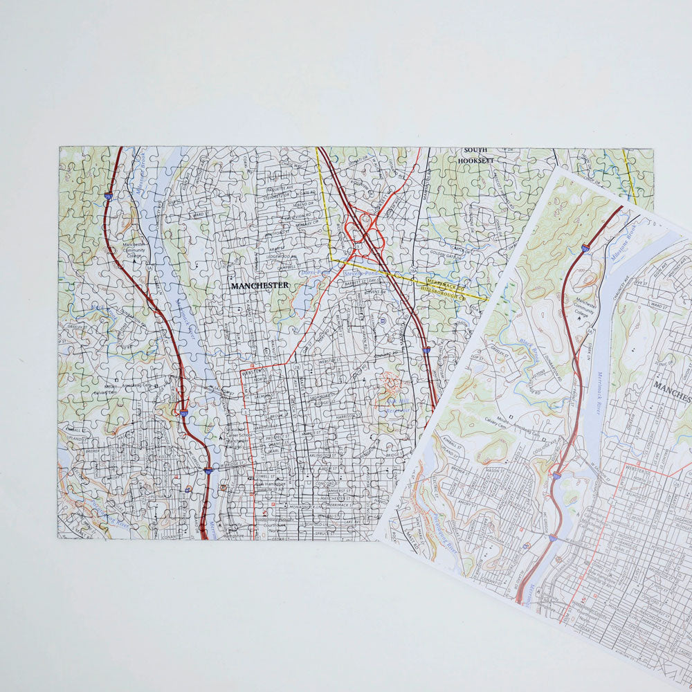 "My Hometown" Personalized Map Jigsaw Puzzle (USA Aerial & USGS)
