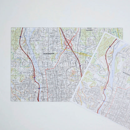"My Hometown" Personalized Map Jigsaw Puzzle (USA Aerial & USGS)
