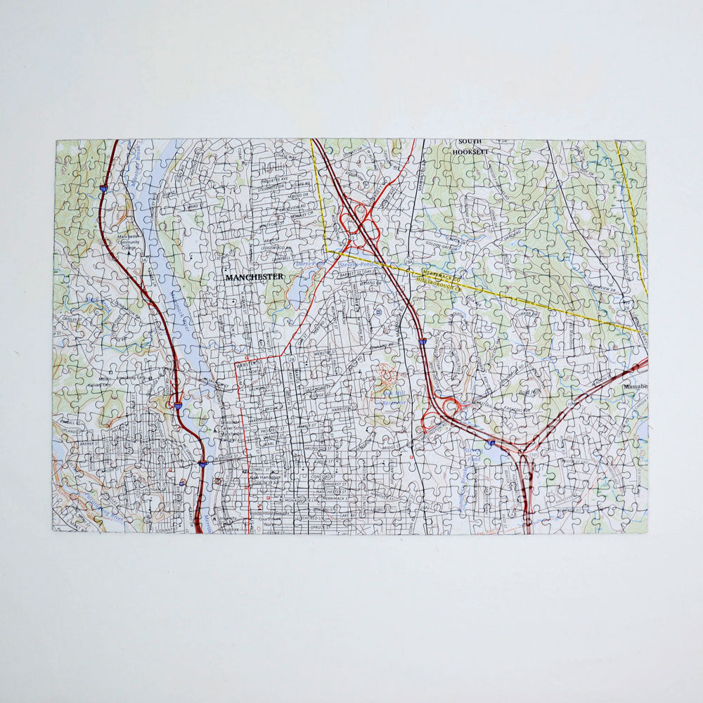 "My Hometown" Personalized Map Jigsaw Puzzle (USA Aerial & USGS)