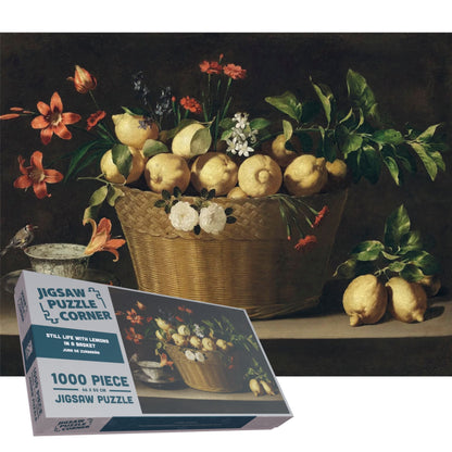 Still Life with Lemons in a Basket Fine Art Jigsaw Puzzle by Juan de Zurbarán