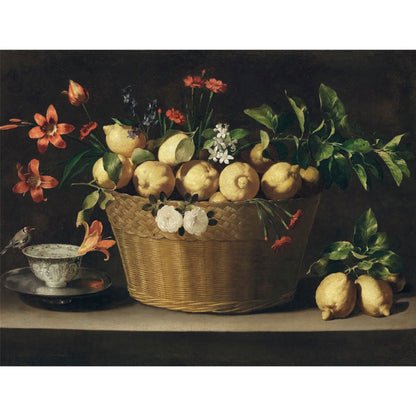 Still Life with Lemons in a Basket Fine Art Jigsaw Puzzle by Juan de Zurbarán