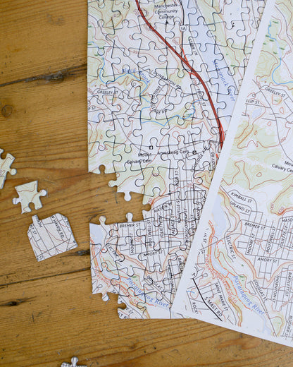 "My Hometown" Personalized Map Jigsaw Puzzle (USA Aerial & USGS)