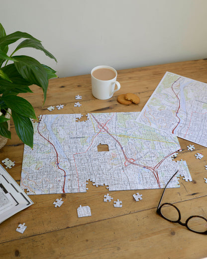 "My Hometown" Personalized Map Jigsaw Puzzle (USA Aerial & USGS)
