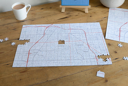 "My Hometown" Personalized Map Jigsaw Puzzle (USA Aerial & USGS)