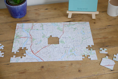 "My Hometown" Personalized Map Jigsaw Puzzle (USA Aerial & USGS)