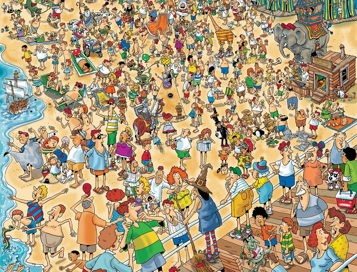 Day at the Beach - Len Epstein 1000 Piece Jigsaw Puzzle