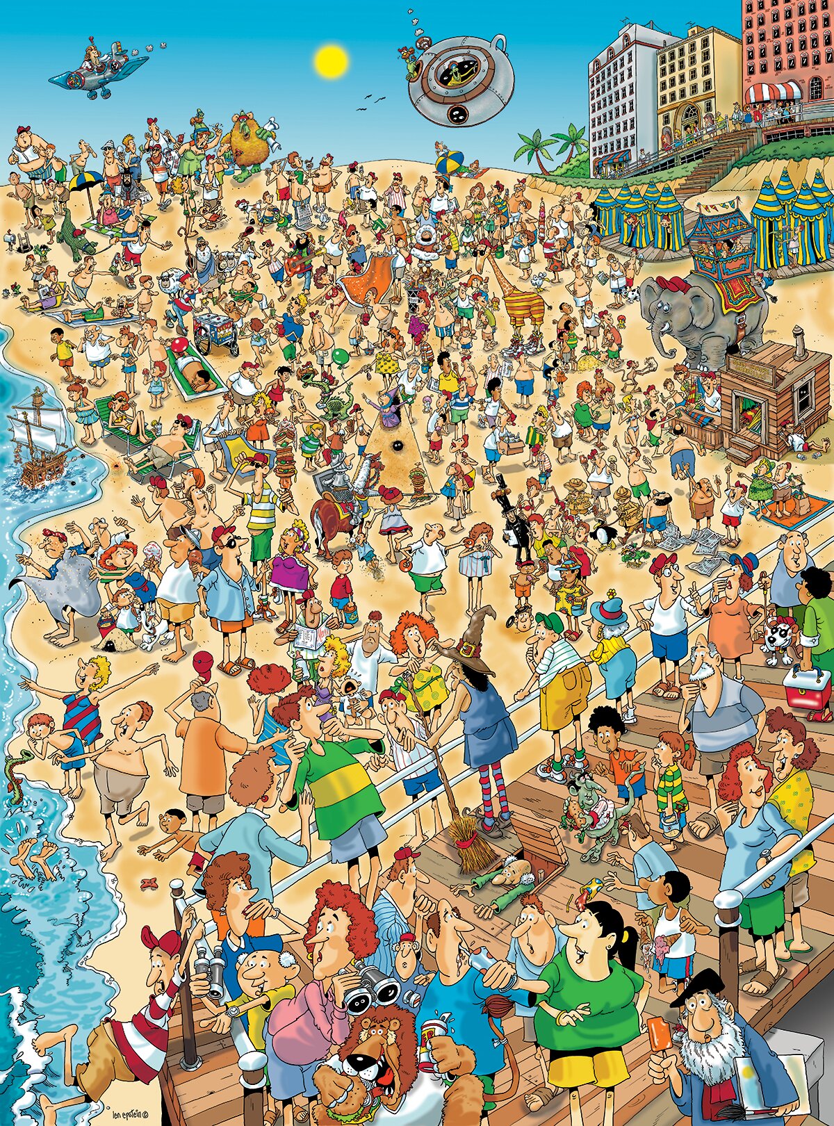 Day at the Beach - Len Epstein 1000 Piece Jigsaw Puzzle