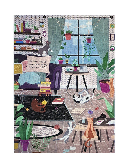 Texting Cats - 1000 Piece Soft Touch Jigsaw Puzzle