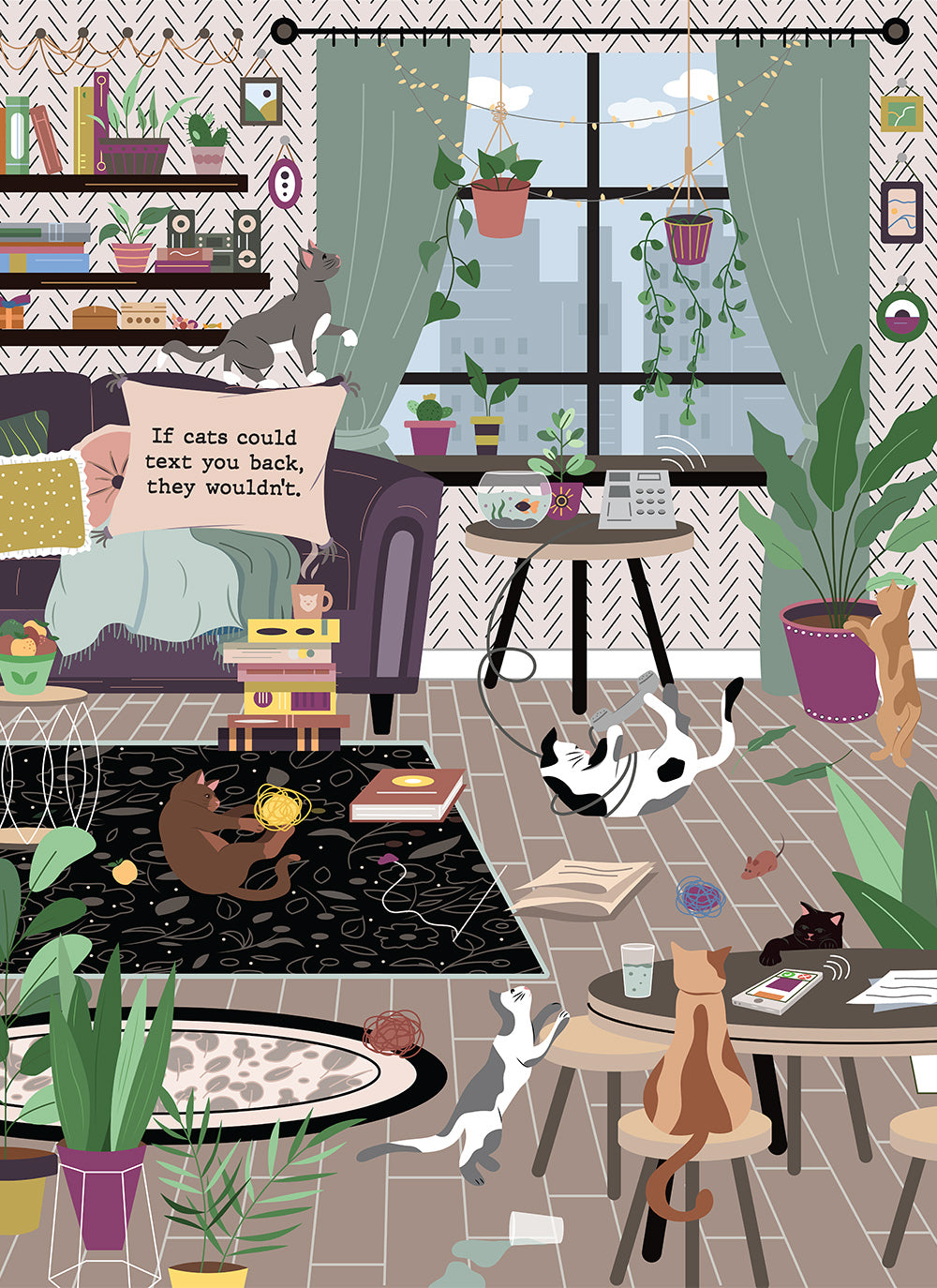 Texting Cats - 1000 Piece Soft Touch Jigsaw Puzzle