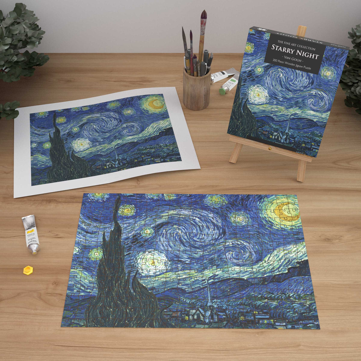 Starry Night by Vincent van Gogh 300 Piece Wooden Jigsaw Puzzle