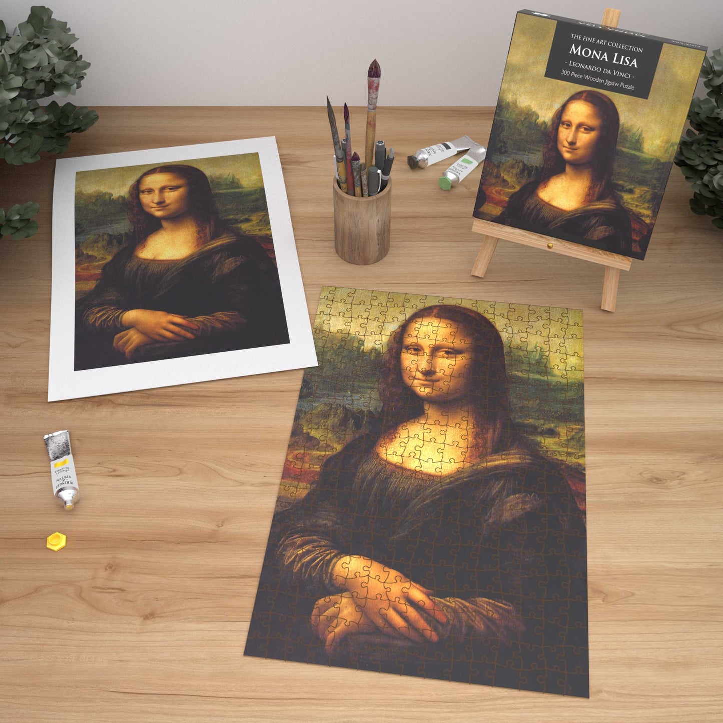Mona Lisa by Leonardo da Vinci 300 Piece Wooden Jigsaw Puzzle