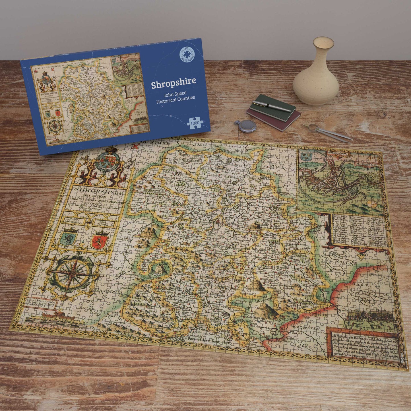 Shropshire Historical Map 1000 Piece Jigsaw Puzzle (1610)