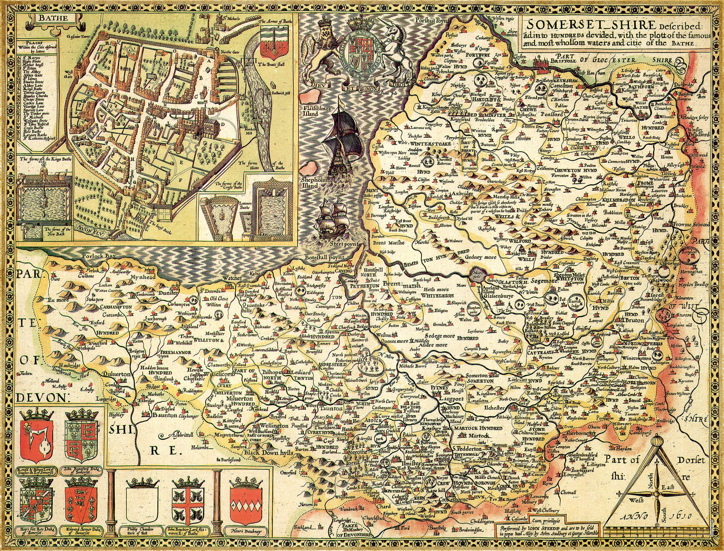 Somerset Historical Map 1000 Piece Jigsaw Puzzle (1610)