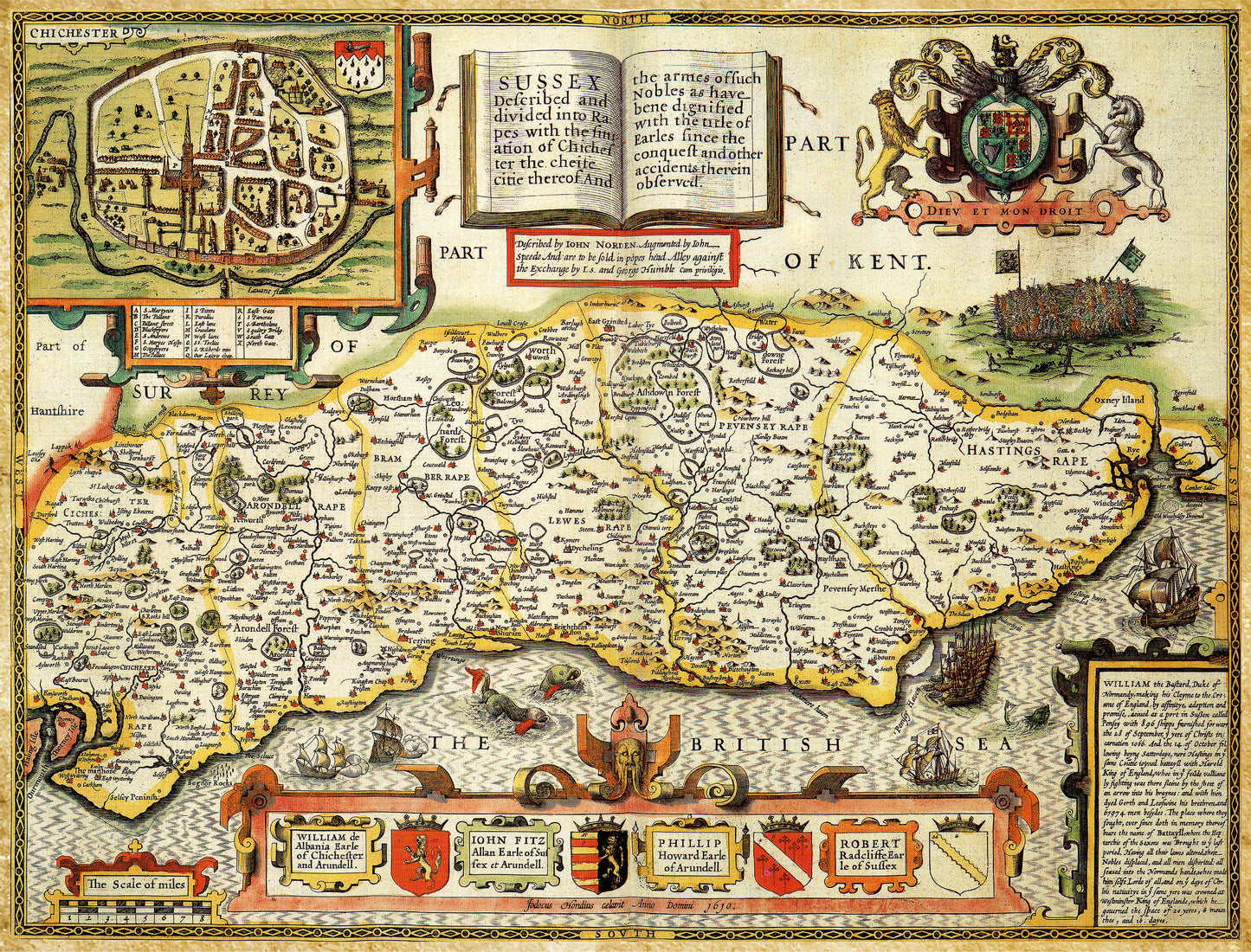 Sussex Historical Map 1000 Piece Jigsaw Puzzle (1610)