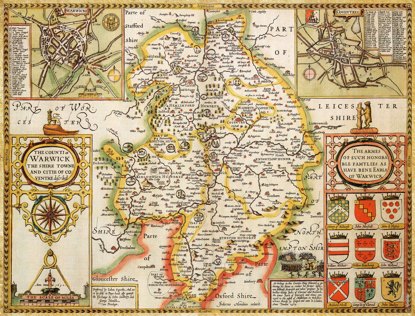 Warwickshire Historical Map 1000 Piece Jigsaw Puzzle (1610)