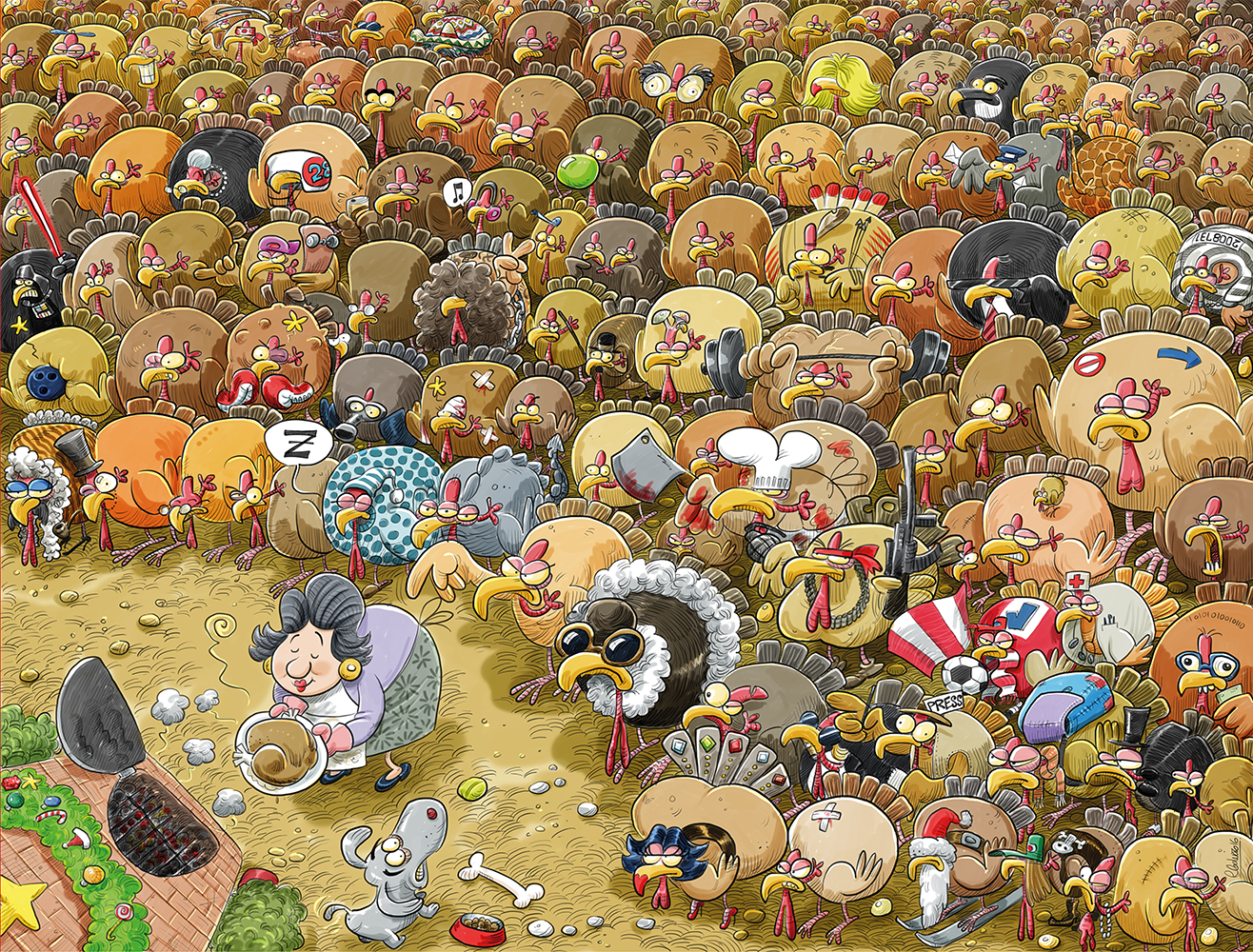 Christmas Chaos at Turkey Farm - No.3 1000 Piece Jigsaw Puzzle