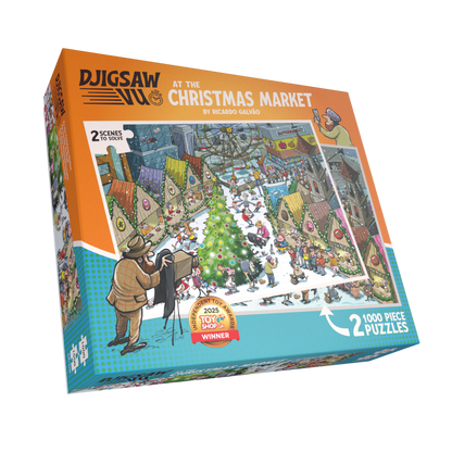 Djigsaw Vu at the Christmas Market 2 x 1000 Piece Jigsaw Puzzles
