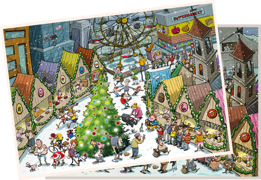 Djigsaw Vu at the Christmas Market 2 x 1000 Piece Jigsaw Puzzles