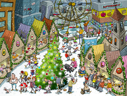 Djigsaw Vu at the Christmas Market 2 x 1000 Piece Jigsaw Puzzles